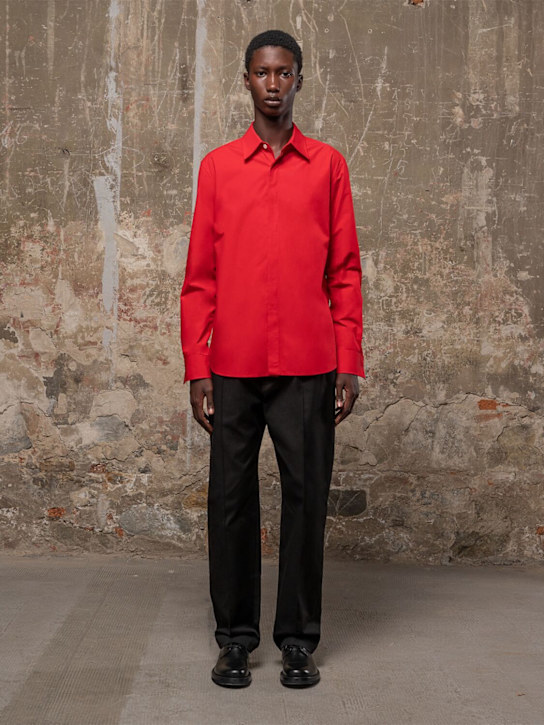 Valentino: V stretch cotton blend drawstring pants - Black - men_1 | Luisa Via Roma