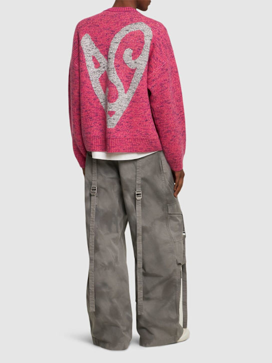 Acne Studios: Kwisted AS Heart logo knit sweater - Pembe - men_1 | Luisa Via Roma