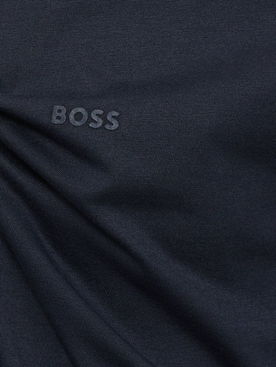 Boss: Thompson logo cotton jersey t-shirt - Navy - men_3 | Luisa Via Roma