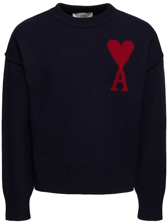 AMI Paris: Adc virgin wool crewneck sweater - men_0 | Luisa Via Roma