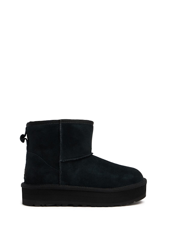 Ugg: Classic Mini Platform剪羊毛靴子 - 黑色 - kids-girls_0 | Luisa Via Roma