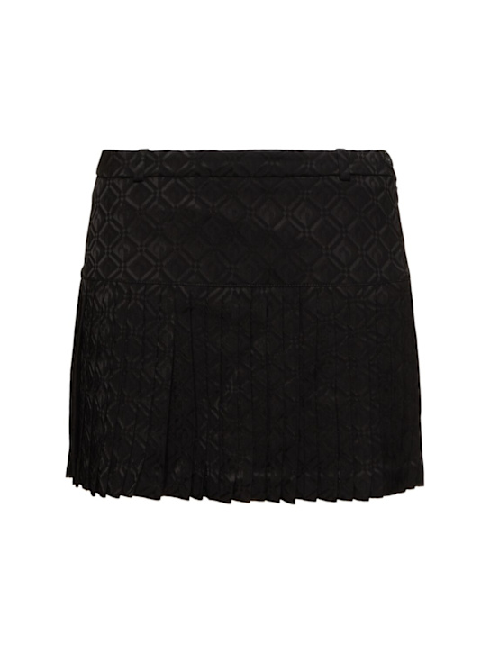 Marine Serre: Moon diamond jacquard pleated mini skirt - Black - women_0 | Luisa Via Roma