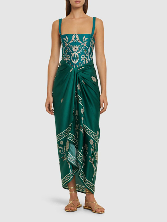 Agua By Agua Bendita: Lavanda printed midi skirt - women_1 | Luisa Via Roma