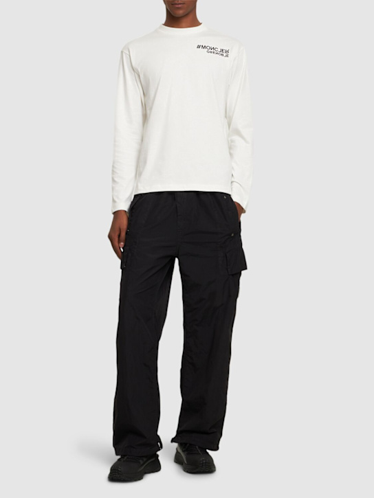 Moncler Grenoble: Logo cotton long sleeve t-shirt - men_1 | Luisa Via Roma