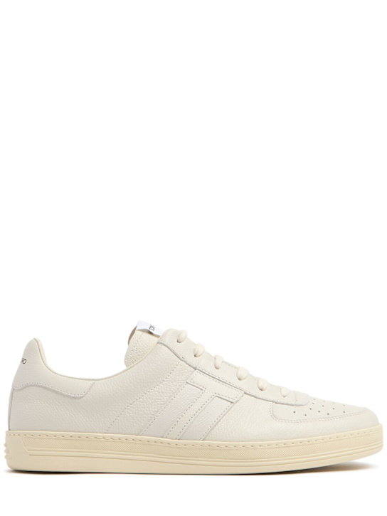 Tom Ford: Grain leather low top sneakers - men_0 | Luisa Via Roma