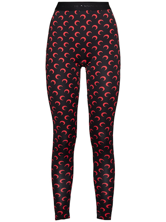 Marine Serre: Moon printed jersey stirrup leggings - women_0 | Luisa Via Roma