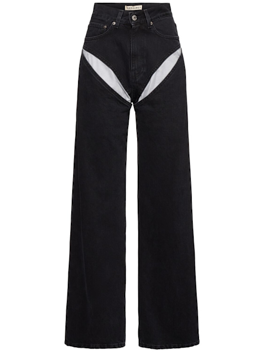 Y/PROJECT: High rise cutout denim wide jeans - women_0 | Luisa Via Roma