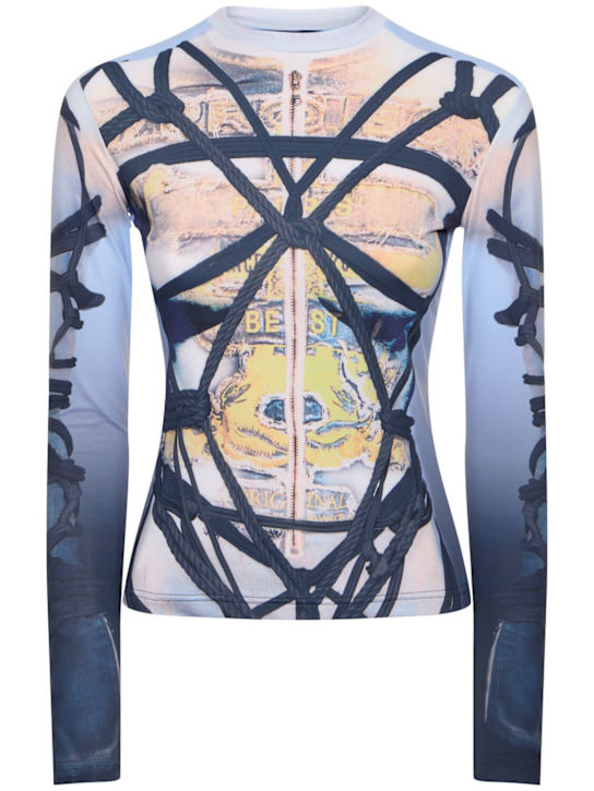 Y/PROJECT: Bondage print jersey fitted top - Multicolor - women_0 | Luisa Via Roma