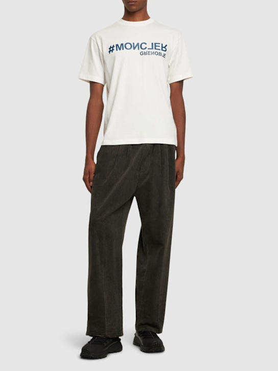 Moncler Grenoble: Logo cotton t-shirt - men_1 | Luisa Via Roma