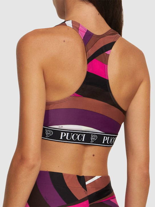 Pucci: 印花莱卡短款上衣 - 桃红色/多色 - women_2 | Luisa Via Roma