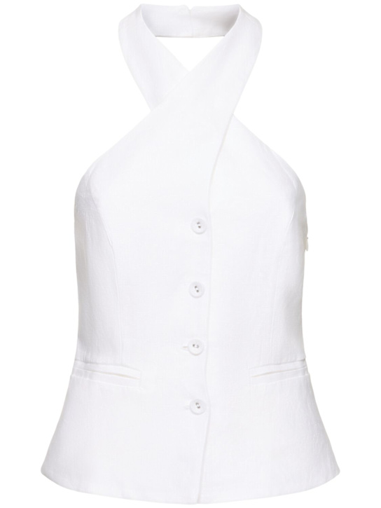 Reformation: Tate linen top - White - women_0 | Luisa Via Roma