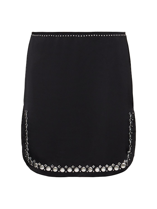 Rabanne: Gonna in doppio raso con decorazioni - Nero - women_0 | Luisa Via Roma