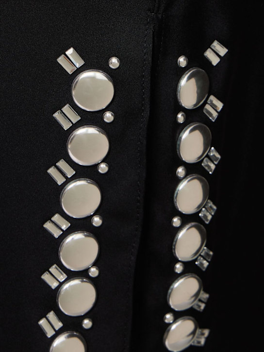 Rabanne: Gonna in doppio raso con decorazioni - Nero - women_3 | Luisa Via Roma