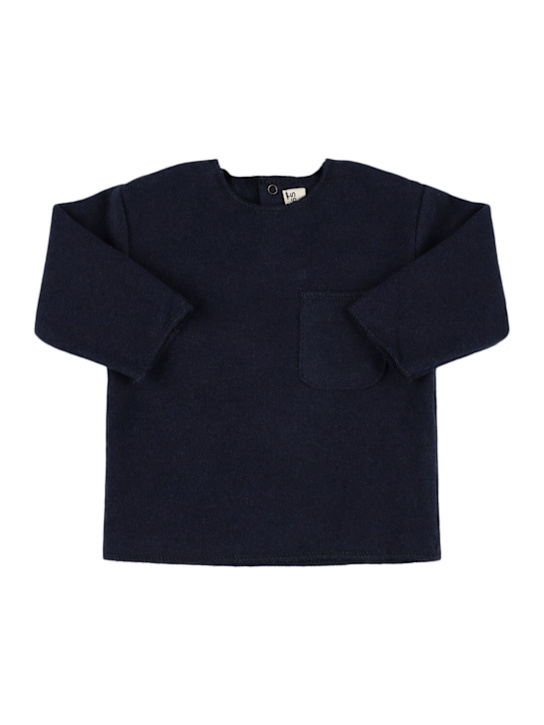 Babe & Tess: Basic コットンブレンド長袖トップ - ブルー - kids-girls_0 | Luisa Via Roma