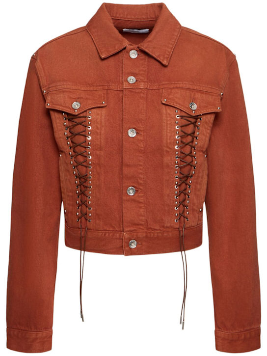 Cotton denim jacket w/ laces - Thumbnail 1