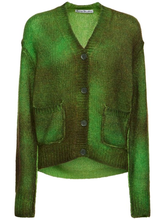 Acne Studios: Printed knit wool blend cardigan - women_0 | Luisa Via Roma