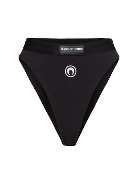 Marine Serre: Moon logo high waist jersey briefs - women_0 | Luisa Via Roma