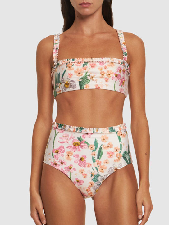 Agua By Agua Bendita: Nopal floral print lycra bikini bottoms - women_1 | Luisa Via Roma