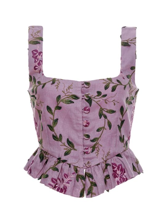 Agua By Agua Bendita: Eslabón printed linen top - women_0 | Luisa Via Roma