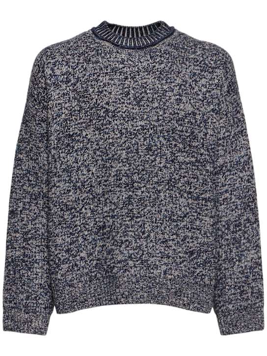 Acne Studios: Kwisted AS Heart logo knit sweater - Navy - men_0 | Luisa Via Roma