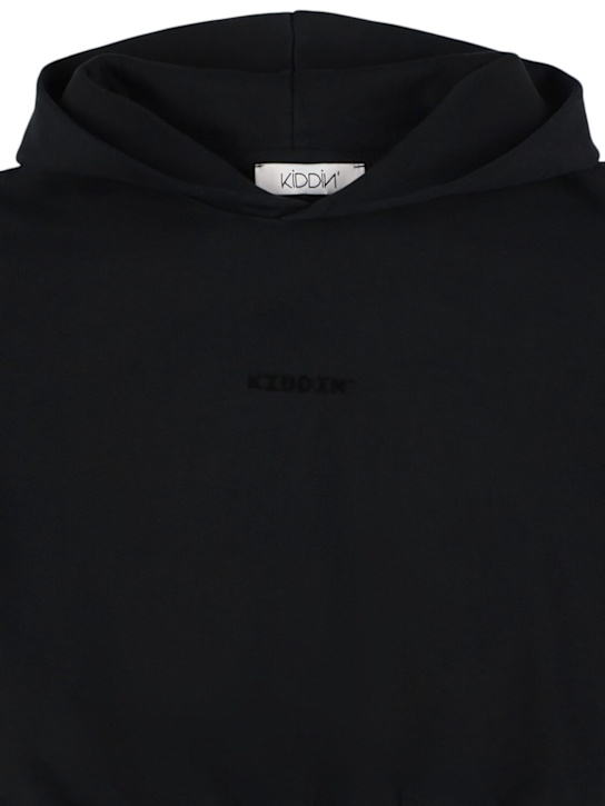 Kiddin: Cotton hooded sweatshirt - Black - kids-girls_1 | Luisa Via Roma