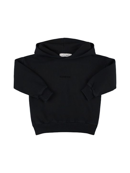 Kiddin: Cotton hooded sweatshirt - Black - kids-girls_0 | Luisa Via Roma