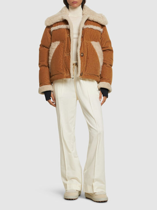 Moncler Grenoble: Caleu Corduroy tech down jacket - women_1 | Luisa Via Roma
