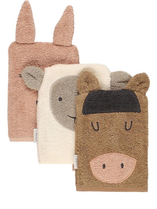Liewood: Set di 3 guanti da bagno Sylvester Farm - Multicolore - kids-girls_0 | Luisa Via Roma