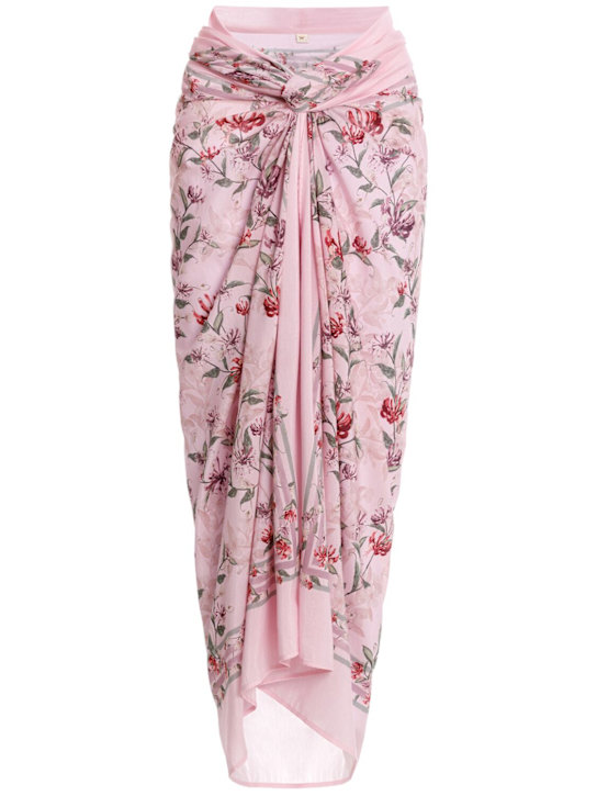 Agua By Agua Bendita: Lavanda cotton & silk pareo skirt - women_0 | Luisa Via Roma