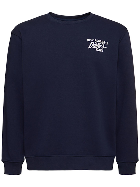 Roy Roger's: Café print crewneck sweater - Navy - men_0 | Luisa Via Roma