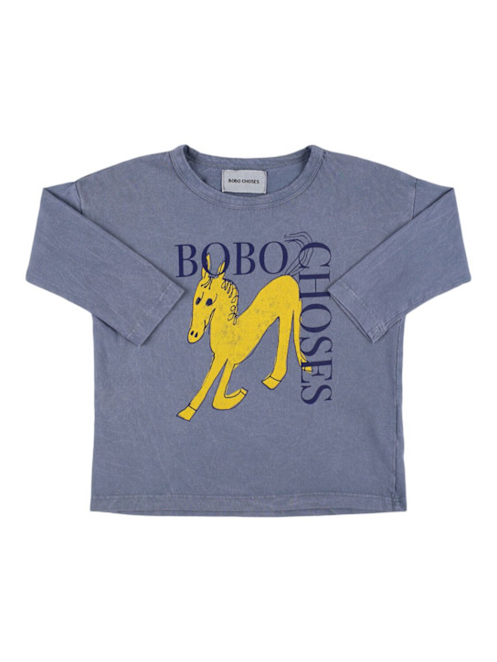 Bobo Choses: T-shirt in cotone organico - Grigio - kids-girls_0 | Luisa Via Roma