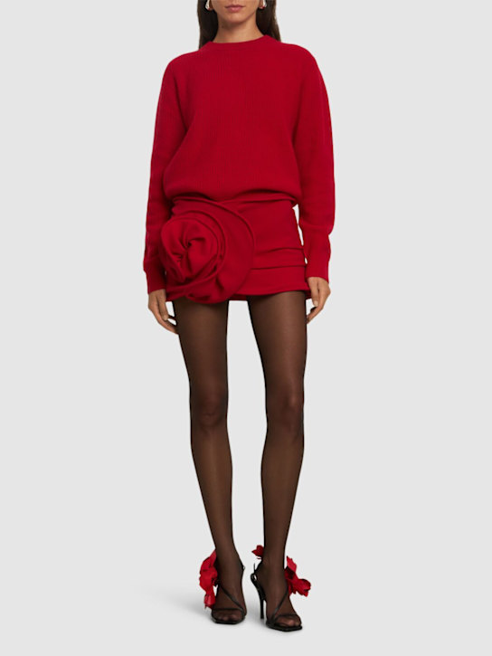 Magda Butrym: 3D flower wool blend mini skirt - women_1 | Luisa Via Roma