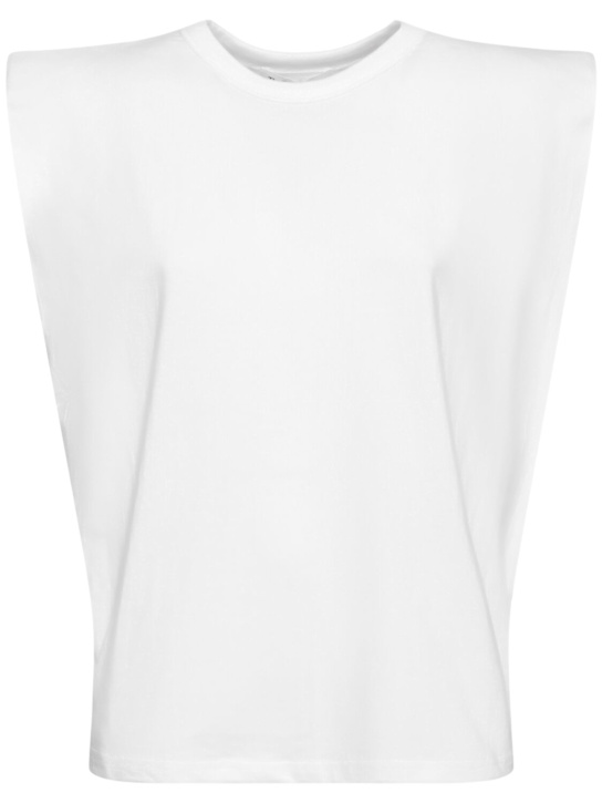 The Frankie Shop: Eva cotton t-shirt w/ padded shoulders - women_0 | Luisa Via Roma
