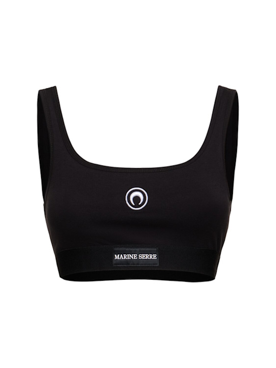 Marine Serre: Moon logo stretch jersey sport bra - women_0 | Luisa Via Roma