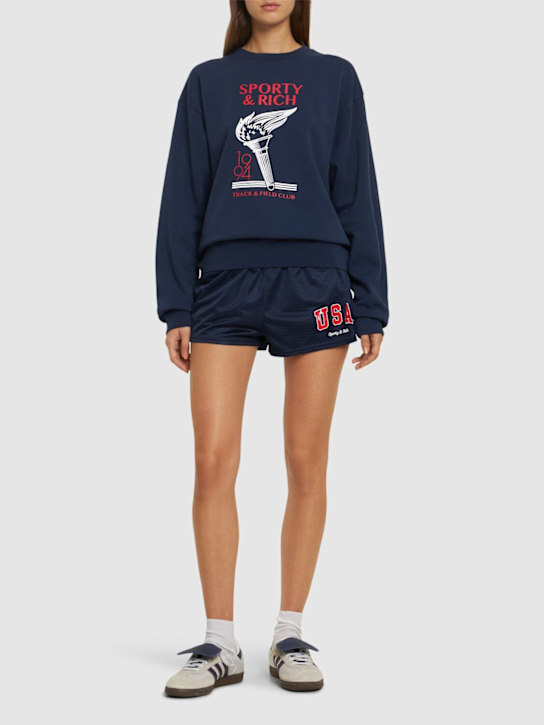 Sporty & Rich: Torch crewneck sweatshirt - Navy - women_1 | Luisa Via Roma