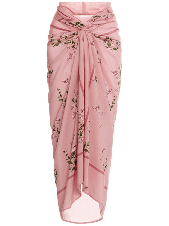 Agua By Agua Bendita: Lavanda cotton & silk pareo skirt - women_0 | Luisa Via Roma