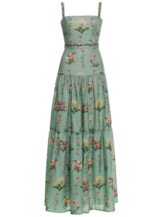 Agua By Agua Bendita: Lima印花亚麻长款连衣裙 - women_0 | Luisa Via Roma