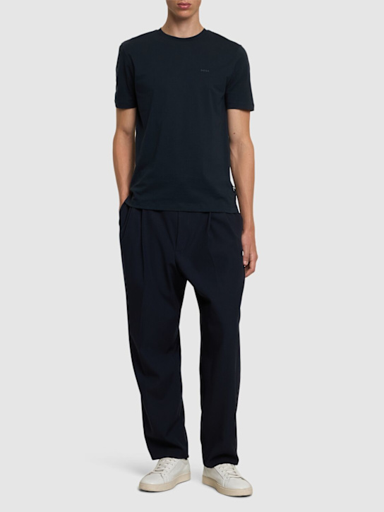 Boss: Thompson logo cotton jersey t-shirt - Navy - men_1 | Luisa Via Roma