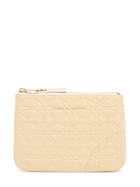 Comme des Garçons Wallet: Classic embossed leather zip wallet - women_0 | Luisa Via Roma