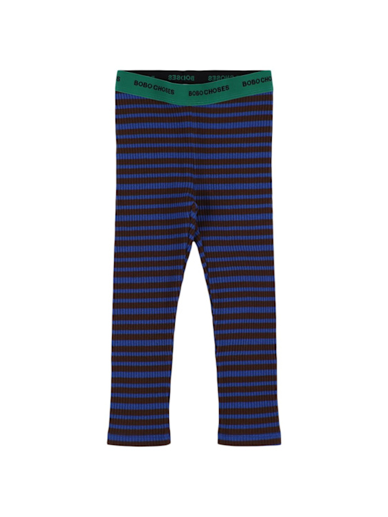 Bobo Choses: Leggings a righe a costine - Marrone/Multi - kids-girls_0 | Luisa Via Roma