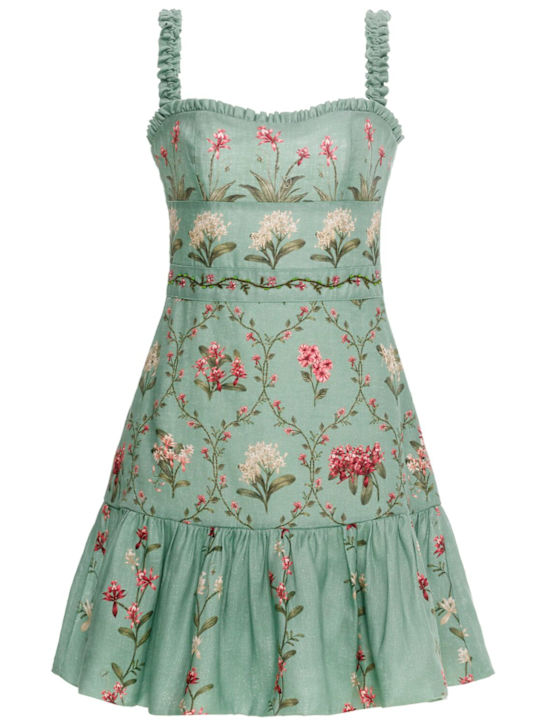 Agua By Agua Bendita: Nieve printed linen short dress - women_0 | Luisa Via Roma