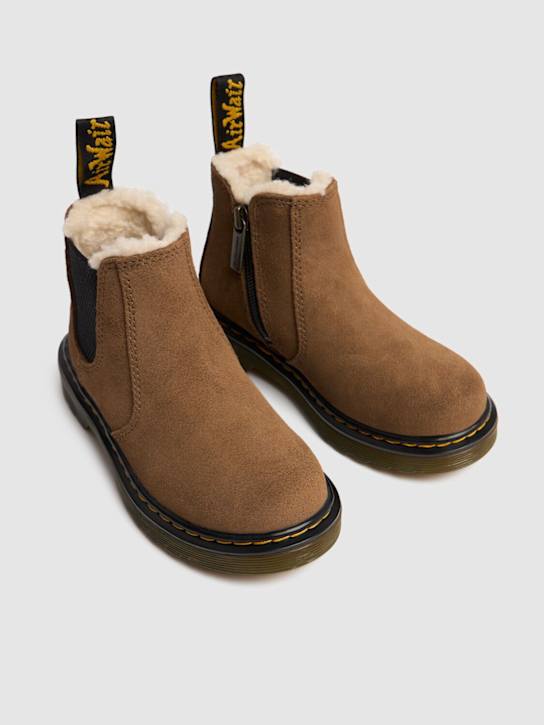 Dr.Martens: 2976 Leather & faux fur ankle boots - kids-boys_1 | Luisa Via Roma