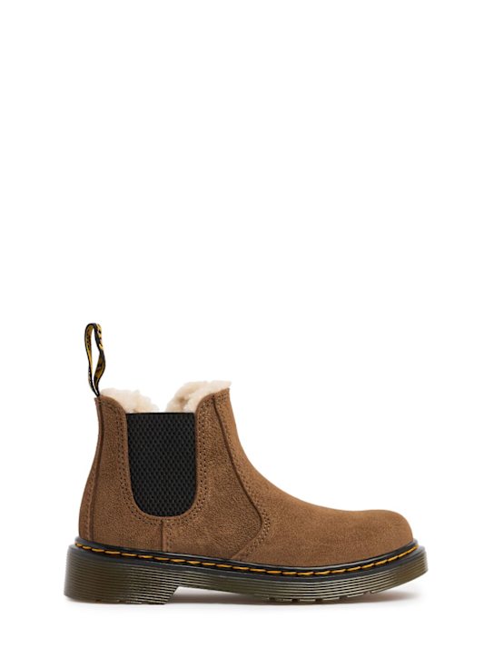 Dr.Martens: 2976 Leather & faux fur ankle boots - kids-boys_0 | Luisa Via Roma