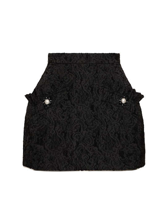Le Fame: Woven jacquard mini skirt - Black - women_0 | Luisa Via Roma