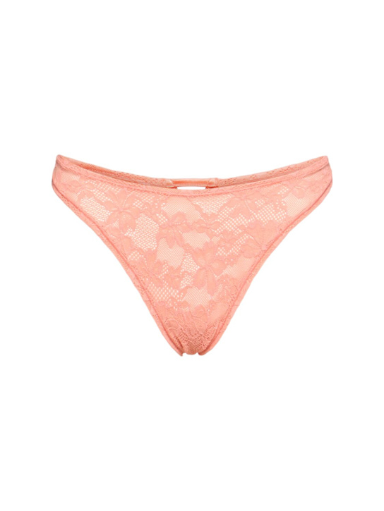 Fleur Du Mal: Le Stretch lace high rise thong - Pink - women_0 | Luisa Via Roma