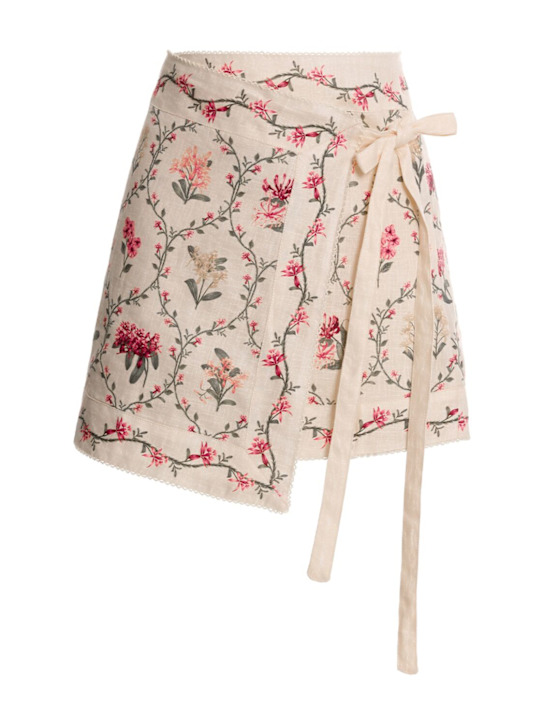Agua By Agua Bendita: Luna printed linen wrap skirt - women_0 | Luisa Via Roma