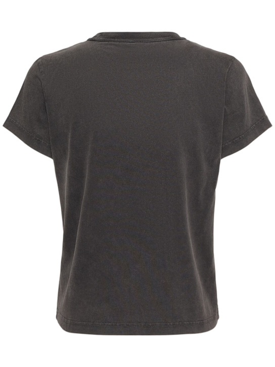 Alexander Wang: T-shirt con logo - Grigio Scuro - women_4 | Luisa Via Roma