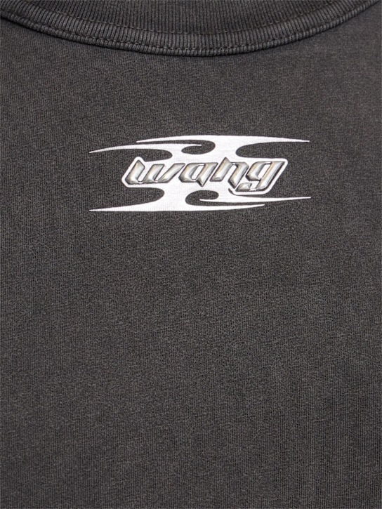Alexander Wang: T-shirt con logo - Grigio Scuro - women_3 | Luisa Via Roma