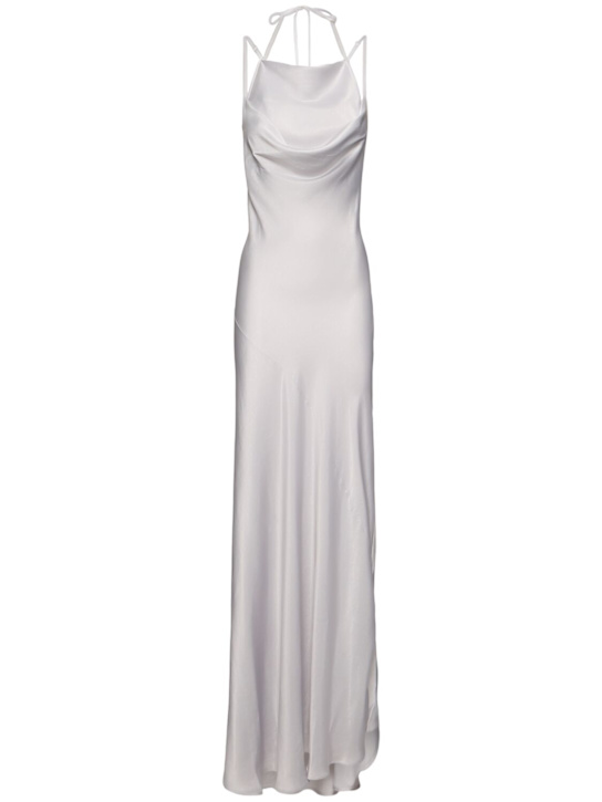 Draped satin long dress - Thumbnail 1