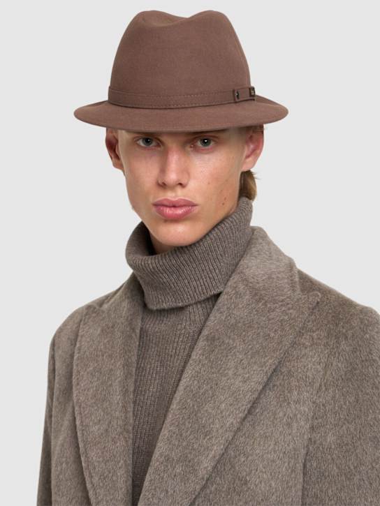 Borsalino: 4.5cm Pocket wool felt hat - Castagna - men_1 | Luisa Via Roma